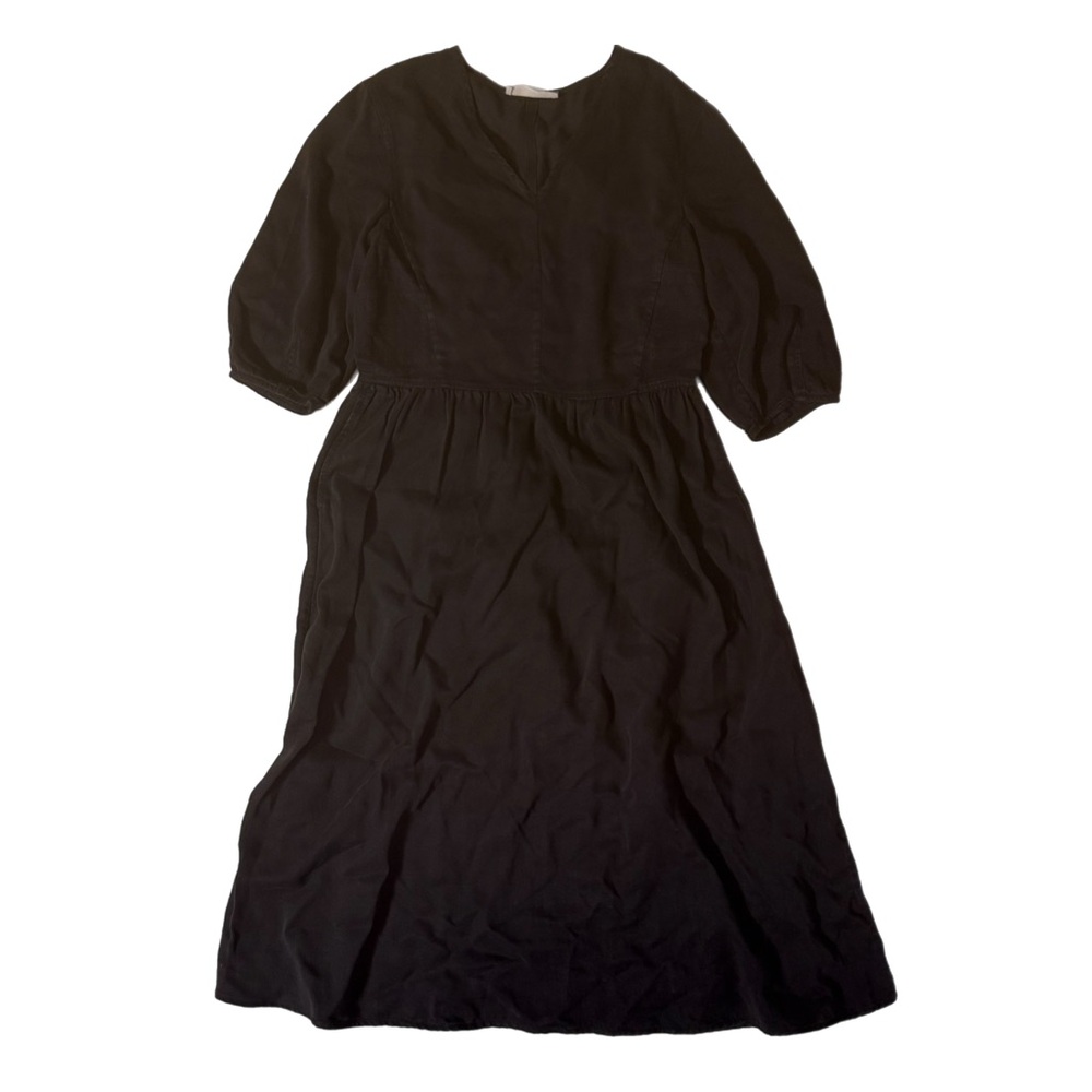 Everlane Tencell Puff Sleeve VNeck 3/4 Sleeve Oversized Dress Size XS Whimsigoth